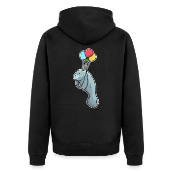 manatee - Unisex Premium Organic Zip Hoodie - black - Back - Nico (187cm)