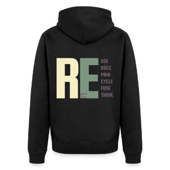 Nachhaltigkeit, ökologisch, Protest, Klimawandel - Unisex Premium Bio Zip Hoodie - Schwarz - Hinten - Nico (187cm)