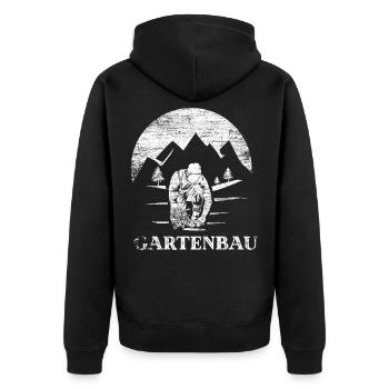 Gartenarbeit Gartenbau - Unisex Premium Bio Zip Hoodie - Schwarz - Hinten - Nico (187cm)