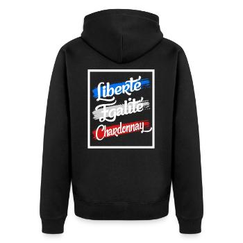 Liberte Egalite Chardonnay - Unisex Premium Organic Zip Hoodie - black - Back - Nico (187cm)