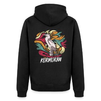 Kormoran Geschenk - Unisex Premium Bio Zip Hoodie - Schwarz - Hinten - Nico (187cm)