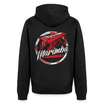 Marimba Geschenk - Unisex Premium Bio Zip Hoodie - Schwarz - Hinten - Nico (187cm)