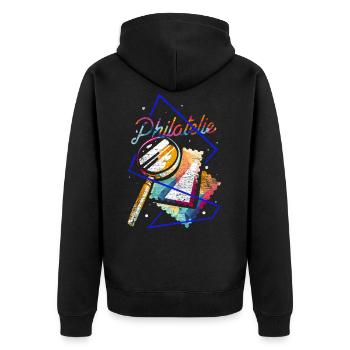 Philatélie cadeau polygone - Veste à capuche bio Premium Unisexe - noir - Dos - Nico (187cm)