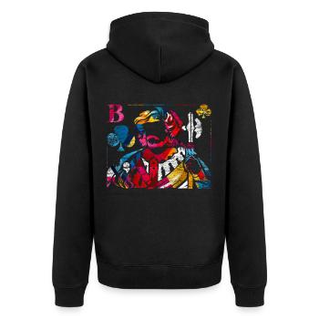 Doppelkopf Polygon Geschenk - Veste à capuche bio Premium Unisexe - noir - Dos - Nico (187cm)