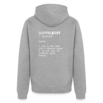 Doppelkopf Skat - Unisex Premium Bio Zip Hoodie - Grau meliert - Hinten - Nico (187cm)
