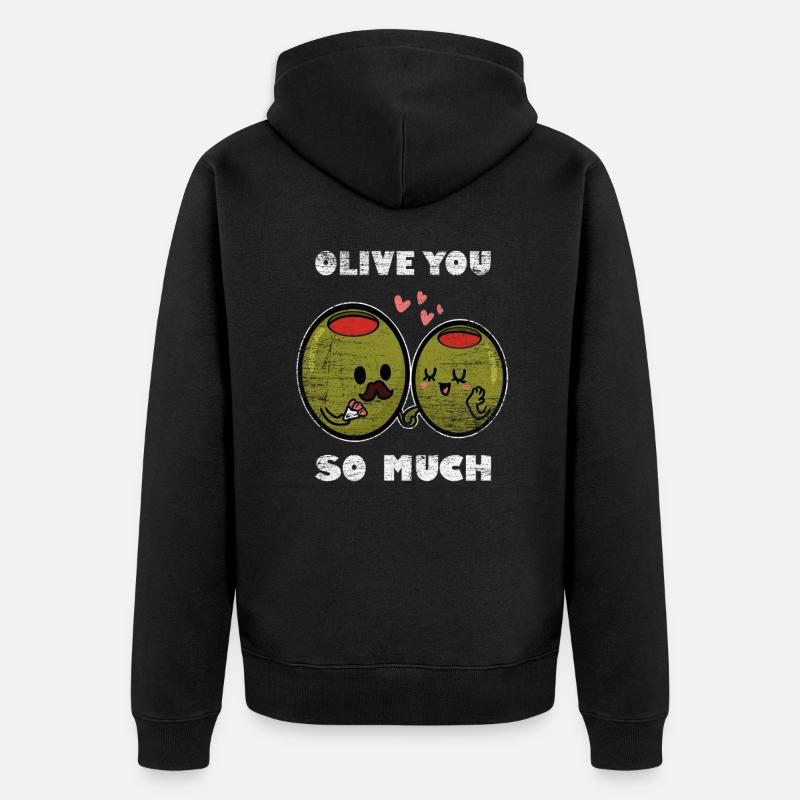 Oliven Geschenk - Unisex Premium Bio Zip Hoodie - Schwarz