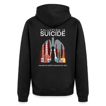 Anti Atomkraft Treibhausgase Umweltverschmutzung - Unisex Premium Bio Zip Hoodie - Schwarz - Hinten - Nico (187cm)