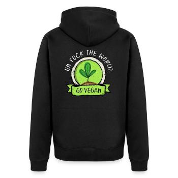 devenir végétalien - Veste à capuche bio Premium Unisexe - noir - Dos - Nico (187cm)