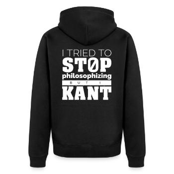 Philosophie Kant Shirt - Unisex Premium Bio Zip Hoodie - Schwarz - Hinten - Nico (187cm)