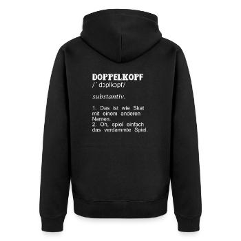 Doppelkopf - Unisex Premium Bio Zip Hoodie - Schwarz - Hinten - Nico (187cm)