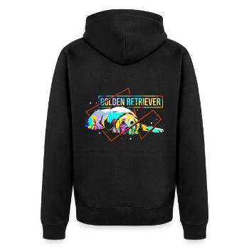Golden Retriever - Unisex Premium Bio Zip Hoodie - Schwarz - Hinten - Nico (187cm)