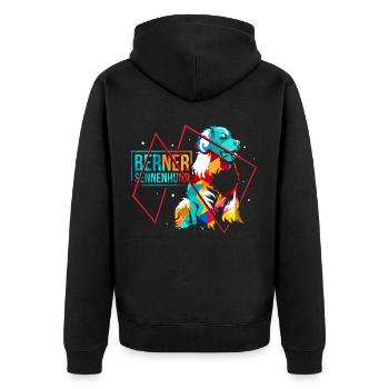 Bernesse Rinderhund - Unisex Premium Bio Zip Hoodie - Schwarz - Hinten - Nico (187cm)