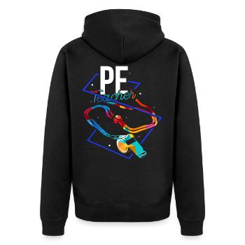 physical education teacher - Unisex Premium Organic Zip Hoodie - black - Back - Nico (187cm)