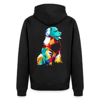 Bernesse Rinderhund - Unisex Premium Bio Zip Hoodie - Schwarz - Hinten - Nico (187cm)
