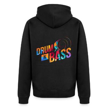 Drum n Bass - Unisex Premium Organic Zip Hoodie - black - Back - Nico (187cm)