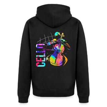 Cello - Unisex Premium Bio Zip Hoodie - Schwarz - Hinten - Nico (187cm)