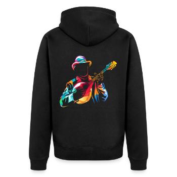Mandoline - Unisex Premium Bio Zip Hoodie - Schwarz - Hinten - Nico (187cm)