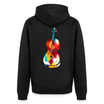 Cello polygon - Unisex Premium Bio Zip Hoodie - Schwarz - Hinten - Nico (187cm)