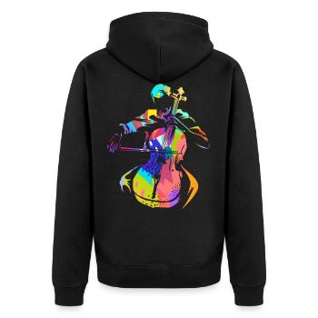 Cello Geschenk - Unisex Premium Bio Zip Hoodie - Schwarz - Hinten - Nico (187cm)