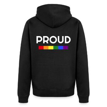 Fier fier chemise gay gay - Veste à capuche bio Premium Unisexe - noir - Dos - Nico (187cm)