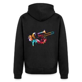 trombone - Unisex Premium Organic Zip Hoodie - black - Back - Nico (187cm)