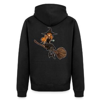 Cute Witch Sits On Her Broom | Halloween - Unisex Premium Organic Zip Hoodie - black - Back - Nico (187cm)
