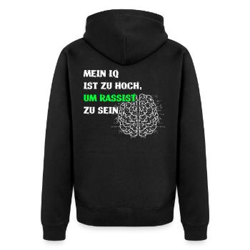 gegen Rassismus, Gegen Nazis, gegen Rechts, - Unisex Premium Bio Zip Hoodie - Schwarz - Hinten - Nico (187cm)