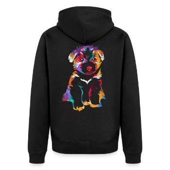 Border collie - Unisex Premium Organic Zip Hoodie - black - Back - Nico (187cm)
