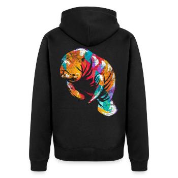 Manatee Dugong - Unisex Premium Organic Zip Hoodie - black - Back - Nico (187cm)