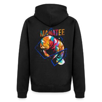 Manatee Dugong polygon - Unisex Premium Organic Zip Hoodie - black - Back - Nico (187cm)