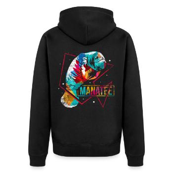 Sea cow polygon - Unisex Premium Organic Zip Hoodie - black - Back - Nico (187cm)