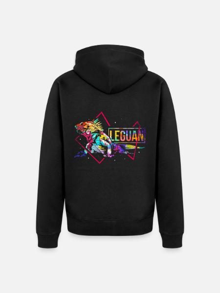 Iguane Polygone - Veste à capuche bio Premium Unisexe - noir