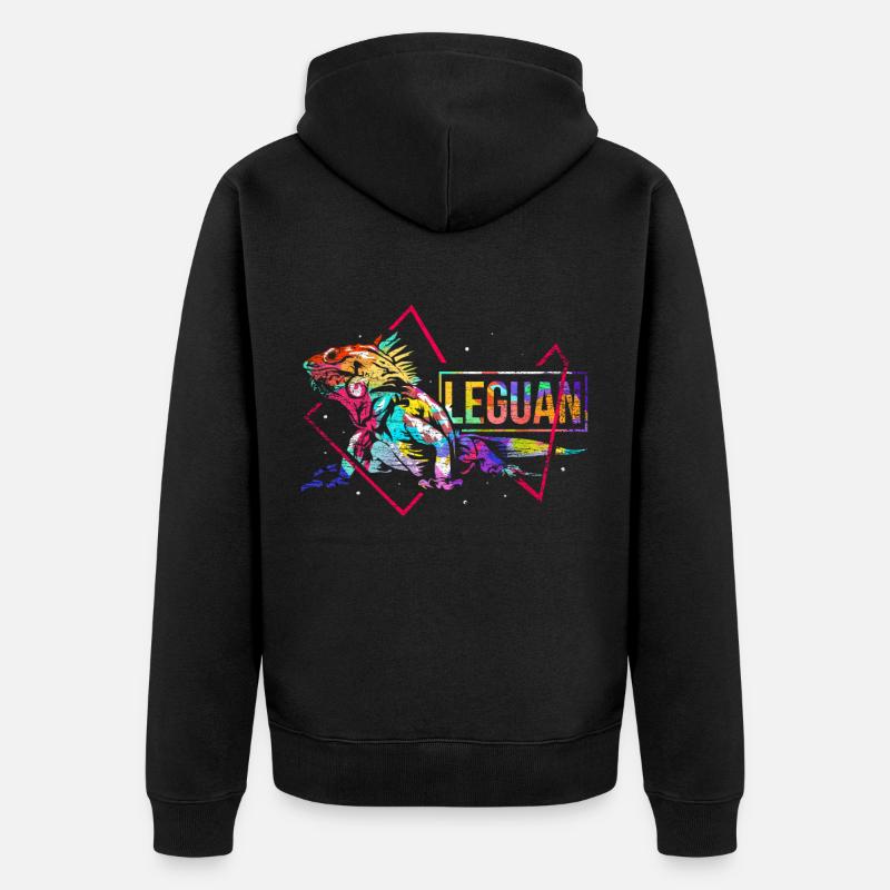 Leguan Polygon - Unisex Premium Bio Zip Hoodie - Schwarz