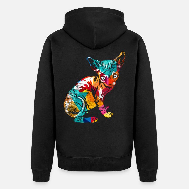 Sphynx Polygon - Unisex Premium Bio Zip Hoodie - Schwarz
