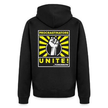 procrastinators unite tomorrow - Unisex Premium Organic Zip Hoodie - black - Back - Nico (187cm)