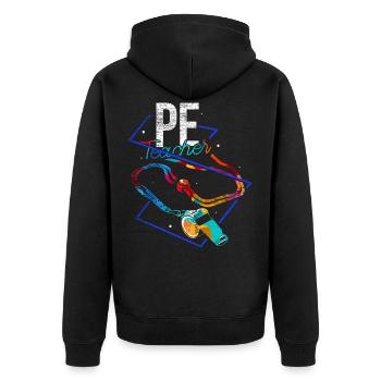 PE teacher polygon - Unisex Premium Organic Zip Hoodie - black - Back - Nico (187cm)