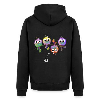Rebel sparrows birds crazy self-confident different - Unisex Premium Organic Zip Hoodie - black - Back - Nico (187cm)