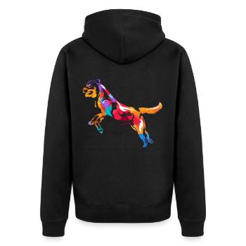 Rottweiler Polygon - Unisex Premium Organic Zip Hoodie - black - Back - Nico (187cm)