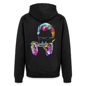 Mundharmonika - Unisex Premium Bio Zip Hoodie - Schwarz - Hinten - Nico (187cm)