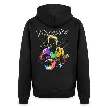 Mandoline Geschenk - Unisex Premium Bio Zip Hoodie - Schwarz - Hinten - Nico (187cm)