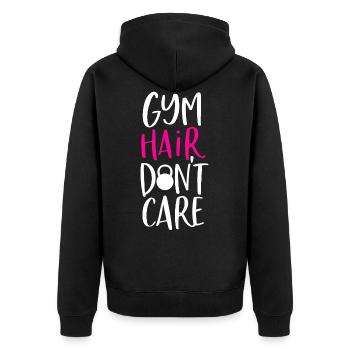 Gym, gym, entraînement, femmes, cheveux - Veste à capuche bio Premium Unisexe - noir - Dos - Nico (187cm)