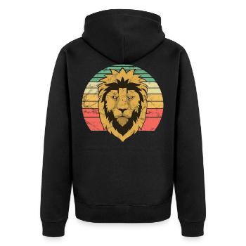 lion's head - Unisex Premium Organic Zip Hoodie - black - Back - Nico (187cm)