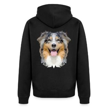 Australian Shepherd polygon - Unisex Premium Organic Zip Hoodie - black - Back - Nico (187cm)