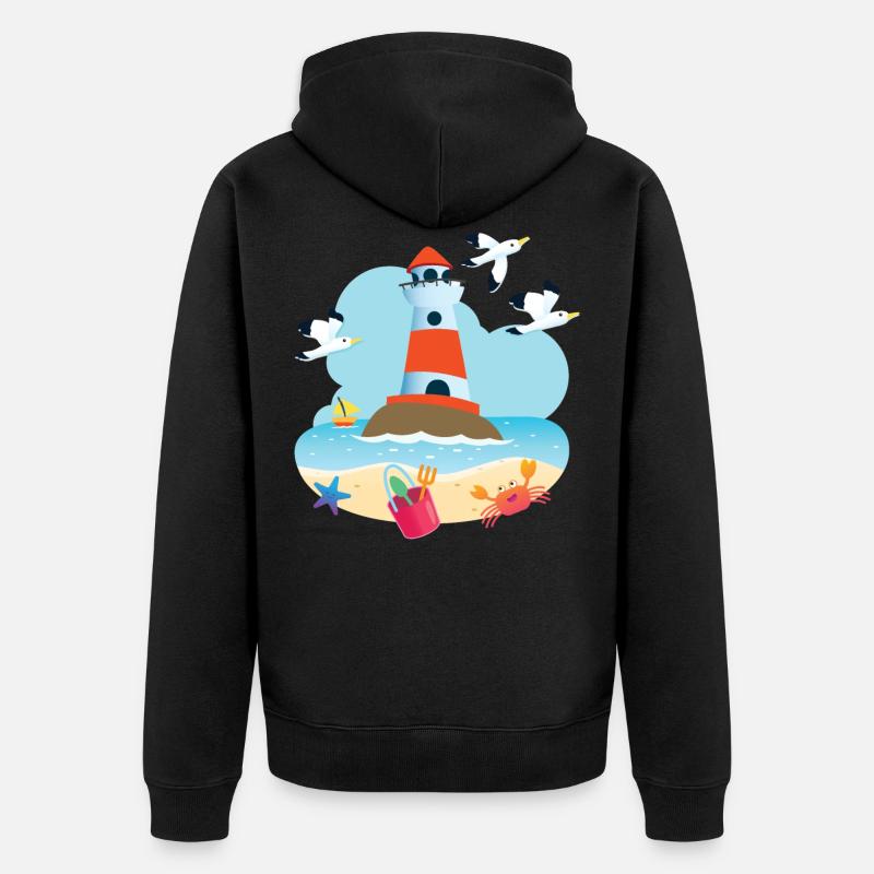 Plage du phare - Veste à capuche bio Premium Unisexe - noir