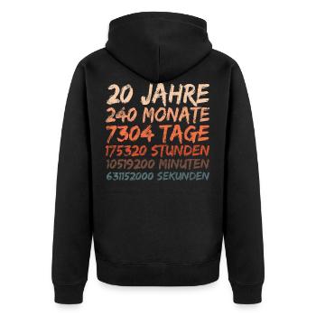 20th Birthday - Wedding Anniversary, Anniversary - Unisex Premium Organic Zip Hoodie - black - Back - Nico (187cm)