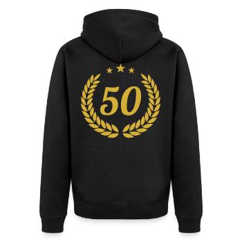 Goldene Hochzeit 50. Geburtstag Jubiläum - Unisex Premium Bio Zip Hoodie - Schwarz - Hinten - Nico (187cm)