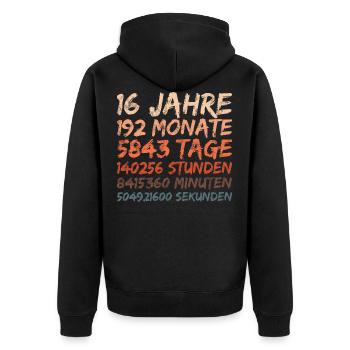 16 Jahre Geburtstag Hochzeitstag Jubiläum - Unisex Premium Bio Zip Hoodie - Schwarz - Hinten - Nico (187cm)