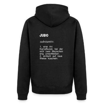 judo - Unisex Premium Organic Zip Hoodie - black - Back - Nico (187cm)