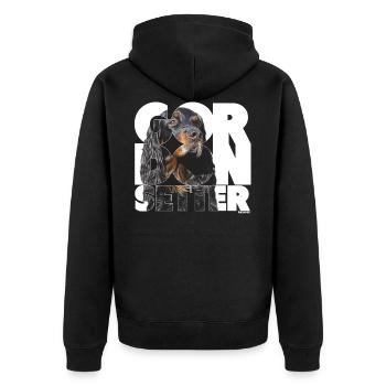 NASSU Gordon 3 - Unisex Premium Bio Zip Hoodie - Schwarz - Hinten - Nico (187cm)