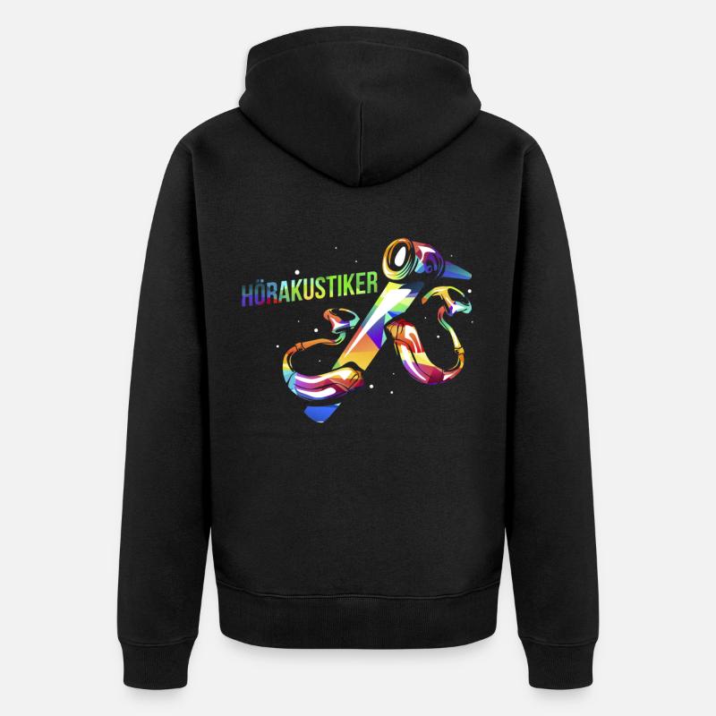 Hörakustiker Doktor Geschenk - Unisex Premium Bio Zip Hoodie - Schwarz